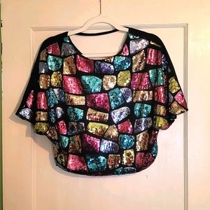 Batwing Sequin Blouse NWOT